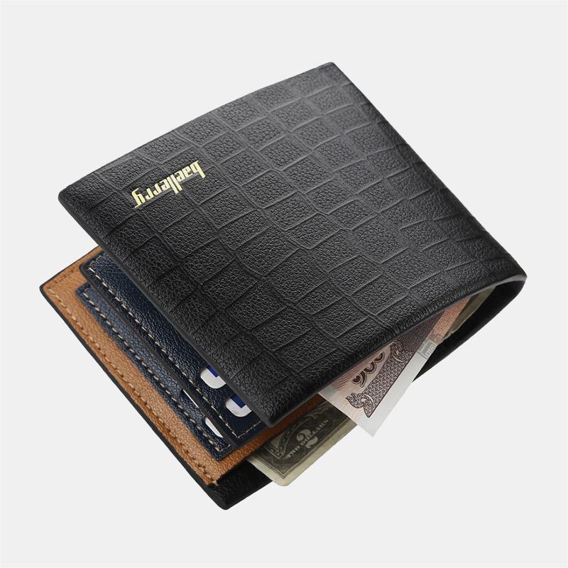 Mężczyźni Pu Leather Short 6 Card Slot Card Holder Business Moda Bifold Cienkie Prawo Jazdy Portfel Portmonetka