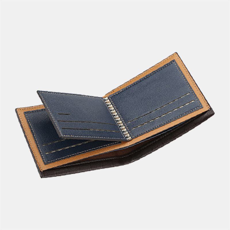 Mężczyźni Pu Leather Short 6 Card Slot Card Holder Business Moda Bifold Cienkie Prawo Jazdy Portfel Portmonetka