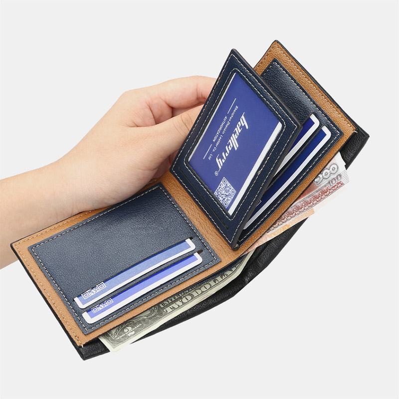 Mężczyźni Pu Leather Short 6 Card Slot Card Holder Business Moda Bifold Cienkie Prawo Jazdy Portfel Portmonetka