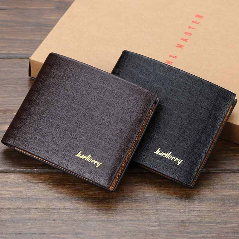 Mężczyźni Pu Leather Short 6 Card Slot Card Holder Business Moda Bifold Cienkie Prawo Jazdy Portfel Portmonetka