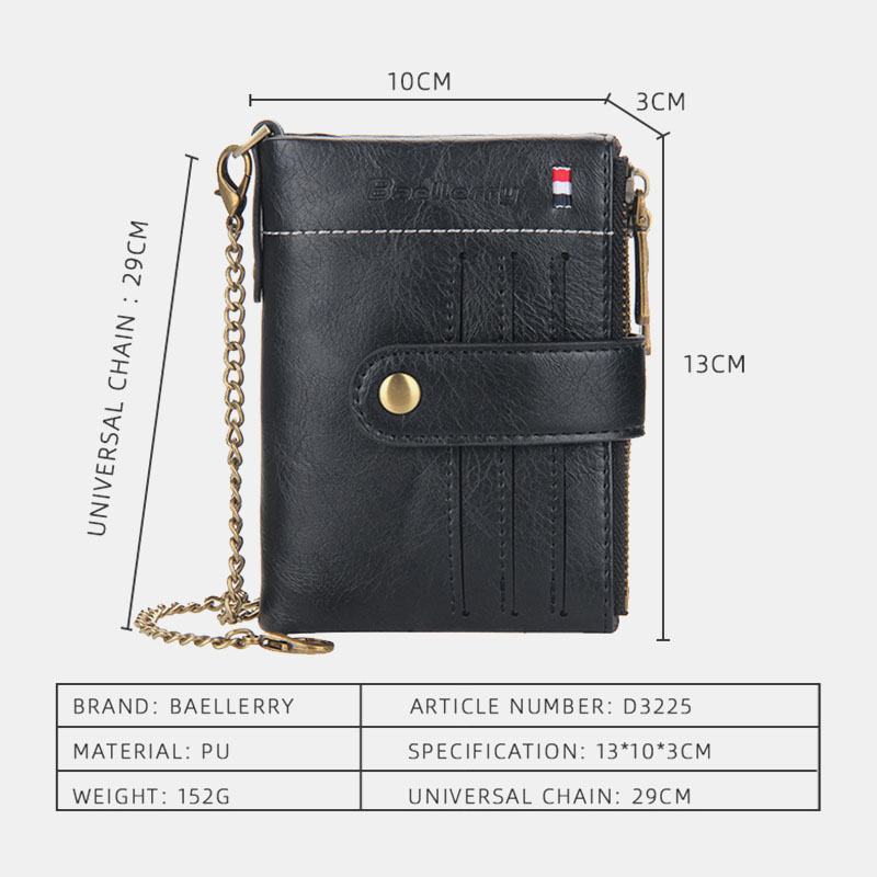 Mężczyźni Pu Leather Short Bifold Double Zipper Multi-card Slot Card Holder Retro Coin Purse Money Clip Wallet