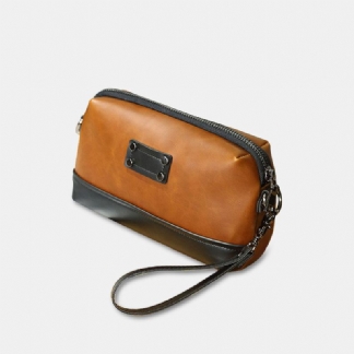 Mężczyźni Pu Leather Solid Color Anti-theft Casual Torba Na Telefon Torba Na Ramię Crossbody