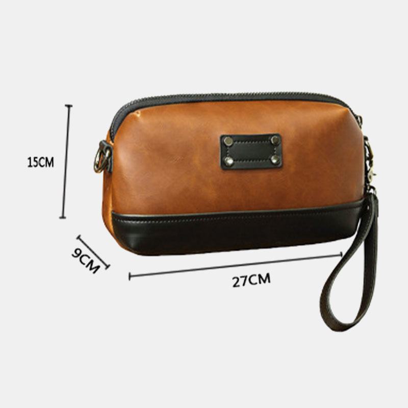 Mężczyźni Pu Leather Solid Color Anti-theft Casual Torba Na Telefon Torba Na Ramię Crossbody