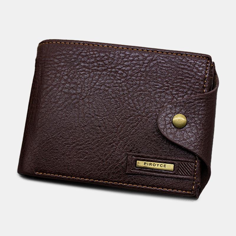 Mężczyźni Pu Leather Trifold Hasp Duża Pojemność Retro Casual Card Holder Portfel Na Monety