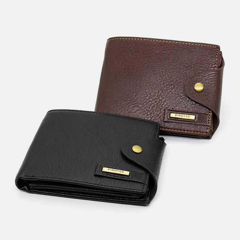 Mężczyźni Pu Leather Trifold Hasp Duża Pojemność Retro Casual Card Holder Portfel Na Monety