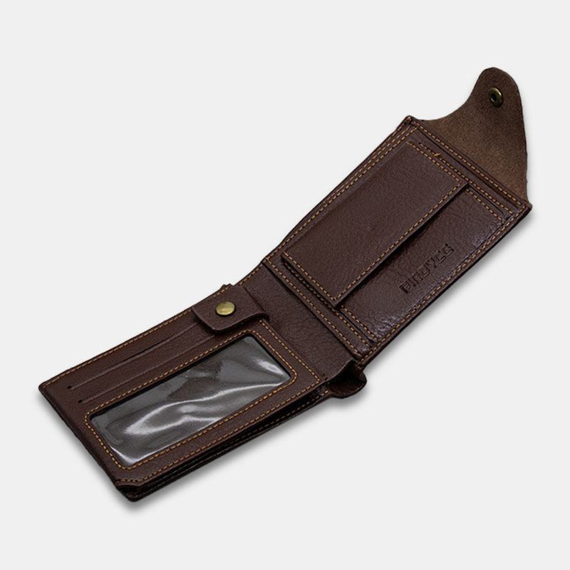 Mężczyźni Pu Leather Trifold Hasp Duża Pojemność Retro Casual Card Holder Portfel Na Monety