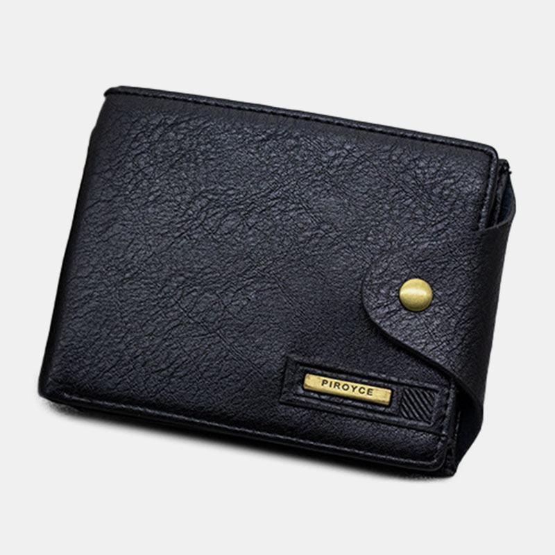 Mężczyźni Pu Leather Trifold Hasp Duża Pojemność Retro Casual Card Holder Portfel Na Monety