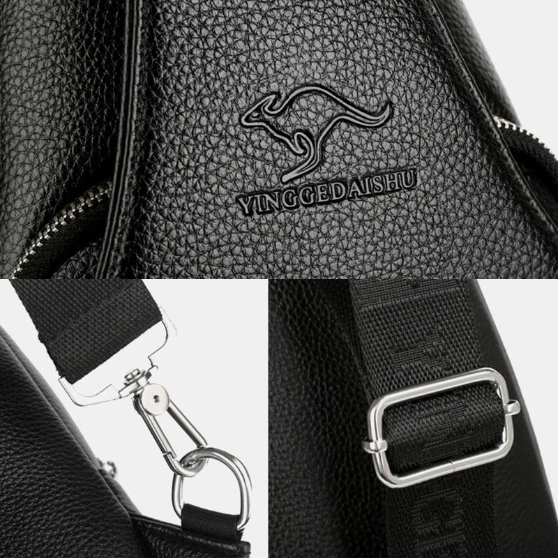 Mężczyźni Pu Leather Usb Charging Wodoodporny Otwór Na Słuchawki Business Torba Przez Ramię Torba Na Klatkę Piersiową Sling Bag