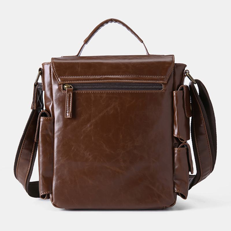 Mężczyźni Pu Leather Vintage Business Wielofunkcyjne Gniazda Na Wiele Kart Multi-kieszenie Torba Na Ramię Crossbody