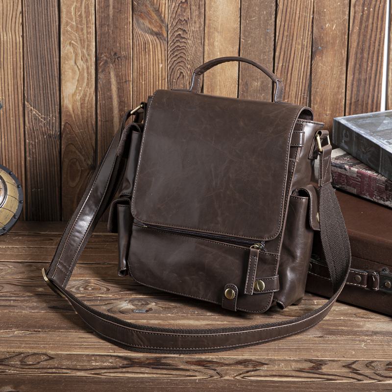 Mężczyźni Pu Leather Vintage Business Wielofunkcyjne Gniazda Na Wiele Kart Multi-kieszenie Torba Na Ramię Crossbody