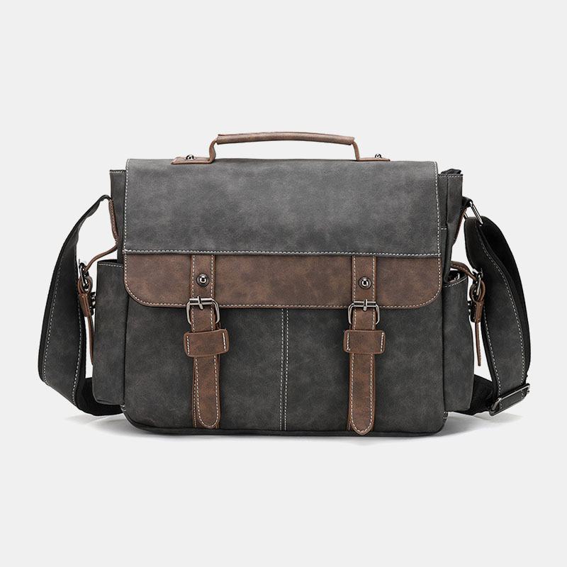 Mężczyźni Pu Skórzana Klapka O Dużej Pojemności Torby Crossbody Casual Moda Multi-pocket Messenger Bag Torebka Torba Na Ramię