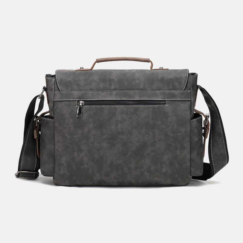 Mężczyźni Pu Skórzana Klapka O Dużej Pojemności Torby Crossbody Casual Moda Multi-pocket Messenger Bag Torebka Torba Na Ramię