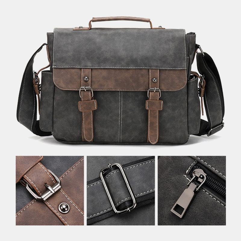 Mężczyźni Pu Skórzana Klapka O Dużej Pojemności Torby Crossbody Casual Moda Multi-pocket Messenger Bag Torebka Torba Na Ramię