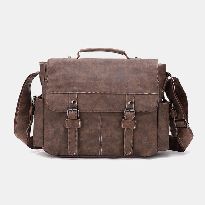 Mężczyźni Pu Skórzana Klapka O Dużej Pojemności Torby Crossbody Casual Moda Multi-pocket Messenger Bag Torebka Torba Na Ramię