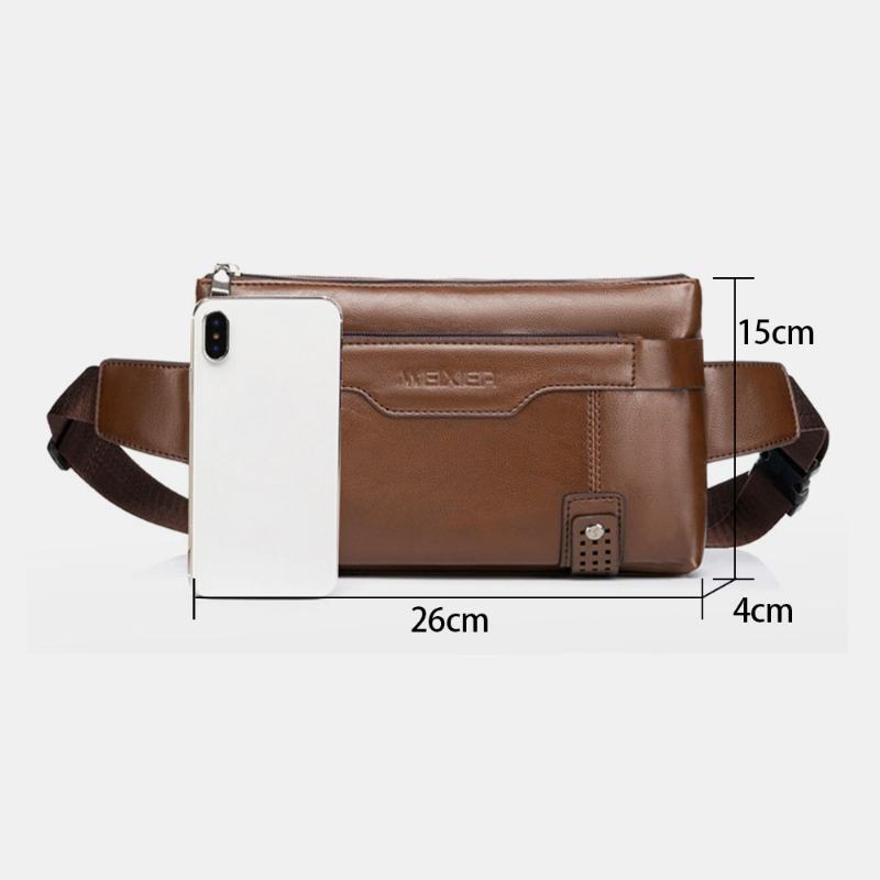 Mężczyźni Pu Skórzana Wodoodporna Torba Na Klatkę Piersiową O Dużej Pojemności Outdoor Outing 6.5-calowa Torba Na Telefon Torby Crossbody Torba Na Ramię