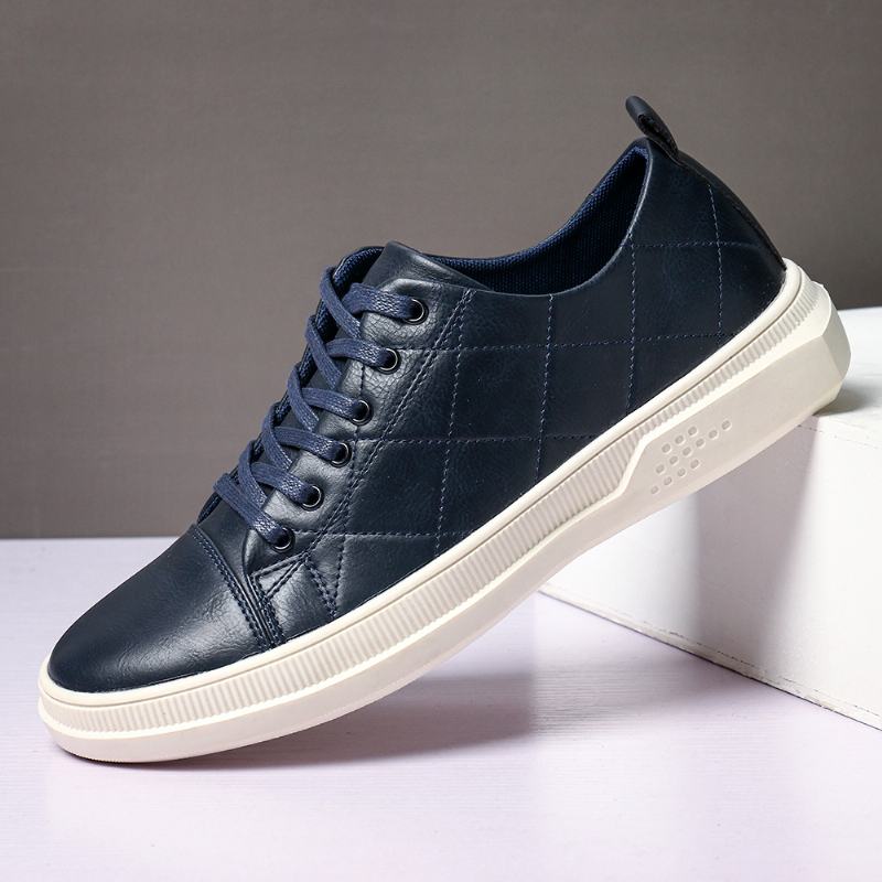 Mężczyźni Pure Color Skóra Z Mikrofibry Antypoślizgowa Miękka Podeszwa Casual Sneakers