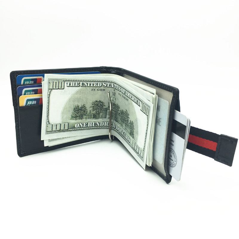 Mężczyźni Slim Bifold Blocking Portfele Retro Casual Prawdziwej Skóry Krótkie Gniazdo Na Wiele Kart Posiadacz Karty Money Clip