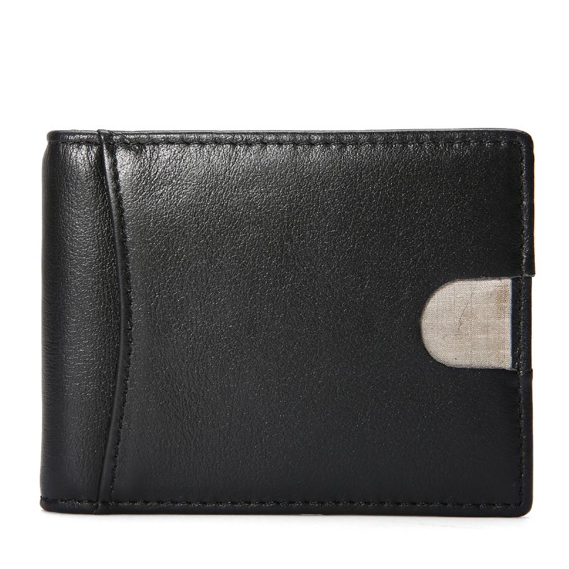 Mężczyźni Slim Bifold Blocking Portfele Retro Casual Prawdziwej Skóry Krótkie Gniazdo Na Wiele Kart Posiadacz Karty Money Clip