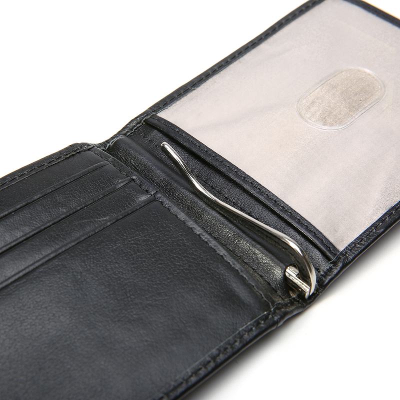 Mężczyźni Slim Bifold Blocking Portfele Retro Casual Prawdziwej Skóry Krótkie Gniazdo Na Wiele Kart Posiadacz Karty Money Clip