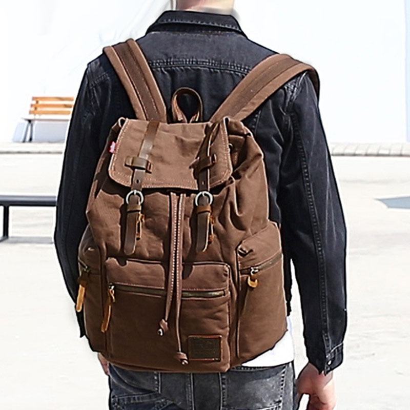Mężczyźni Vinatge Canvas Anti-theft Backpack Torba Podróżna Student Bag