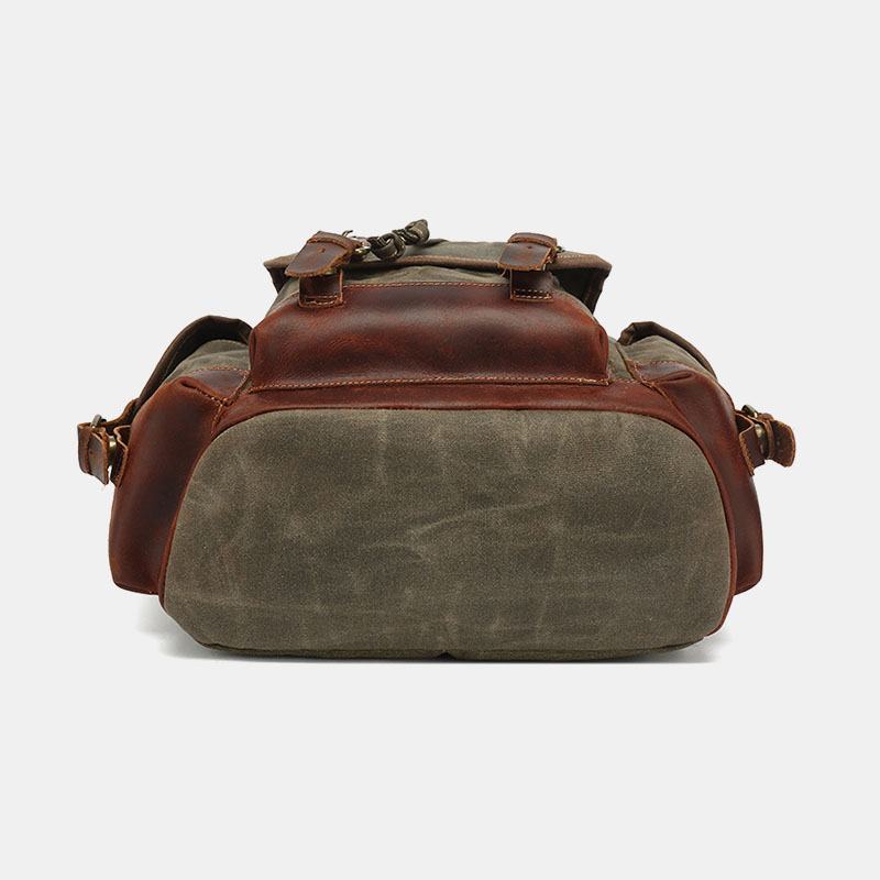 Mężczyźni Vintage Canvas Skórzany Odporny Na Zużycie Wodoodporny Plecak Antykradzieżowy Wypoczynkowa Torba Podróżna