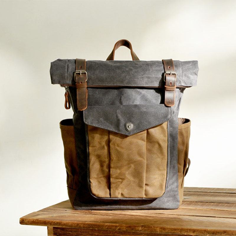 Mężczyźni Vintage Canvas Travel Bag Wodoodporny Plecak Sportowa Torba Wspinaczkowa