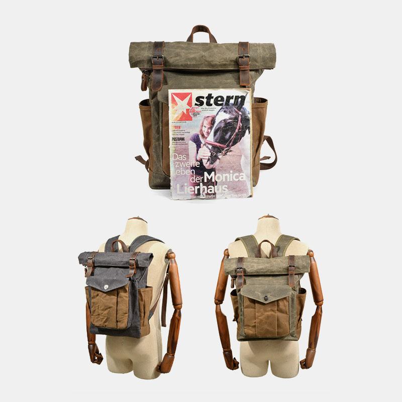 Mężczyźni Vintage Canvas Travel Bag Wodoodporny Plecak Sportowa Torba Wspinaczkowa