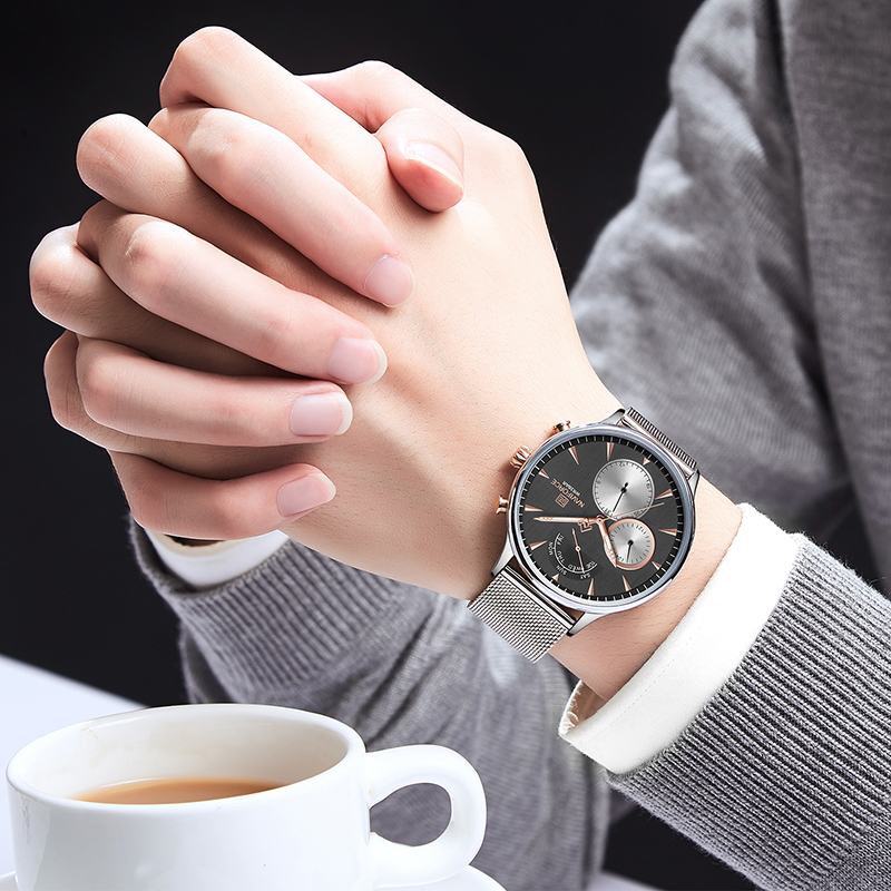 Mężczyźni W Ultracienkim Stylu Casual Zegarek Na Rękę Zegarek Kwarcowy Ze Stali Nierdzewnej