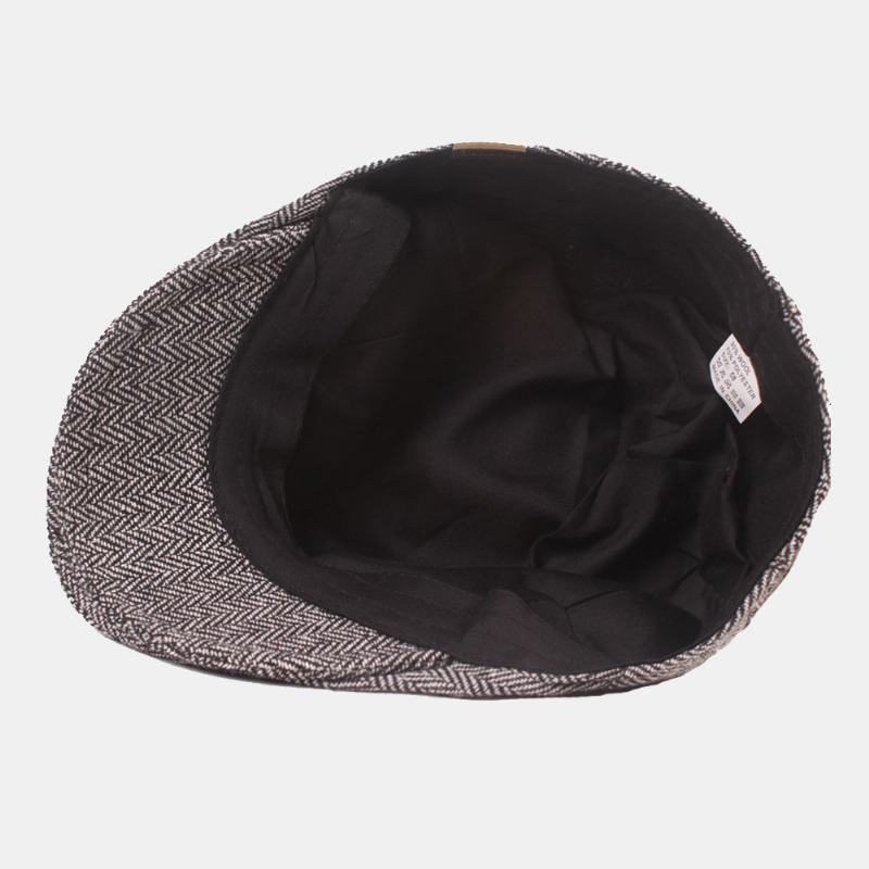 Męska Bawełniana CZapka W Jodełkę Ciepła CZapka Beret Casual Regulowana CZapka Cabbie Forward Hat