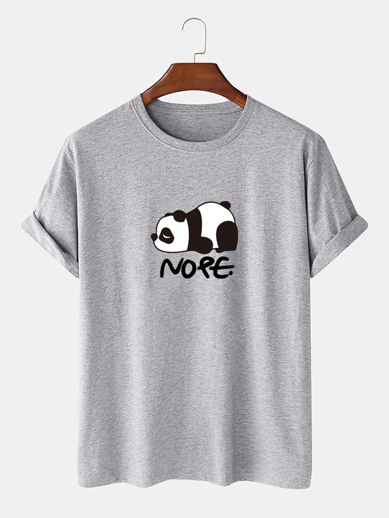 Męska Bawełniana Koszulka Z Krótkim Rękawem Nope Panda Cartoon Print