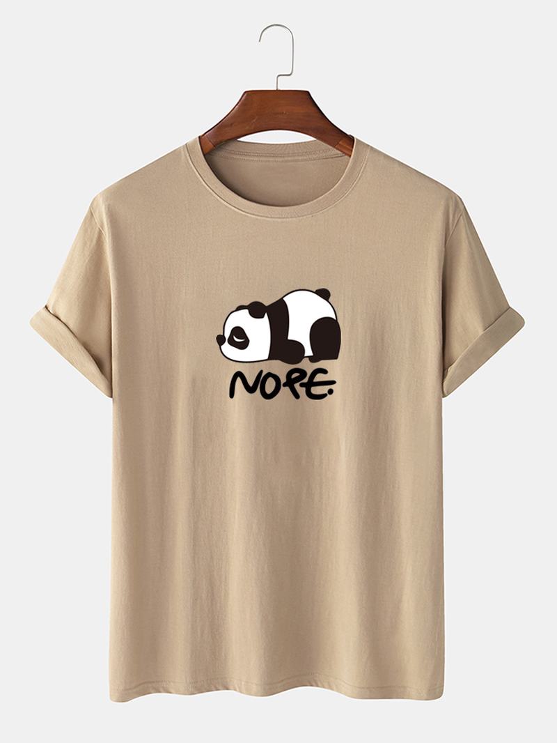 Męska Bawełniana Koszulka Z Krótkim Rękawem Nope Panda Cartoon Print