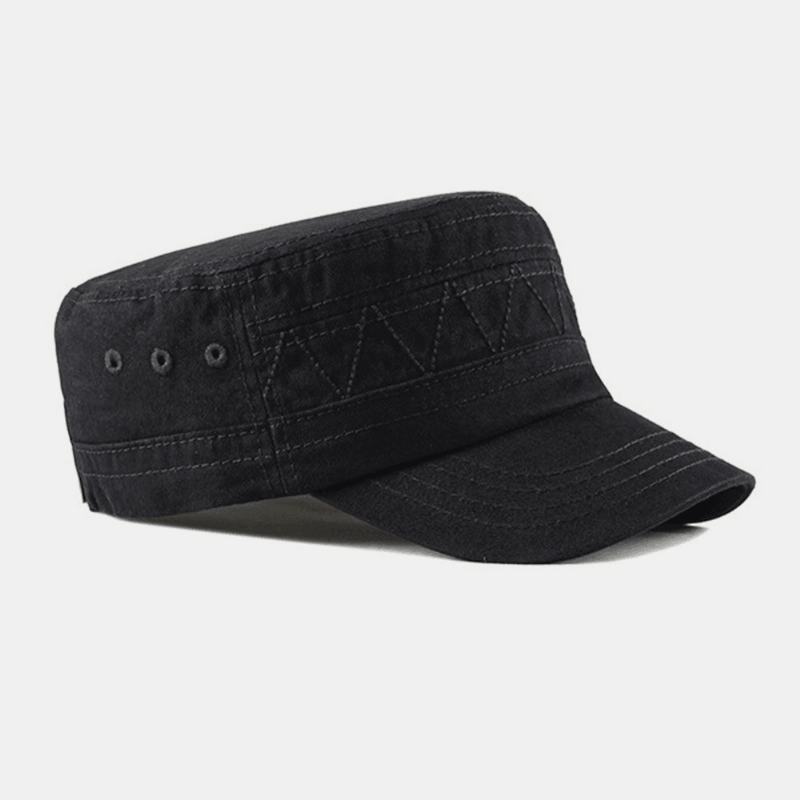 Męska Bawełniana Pościel Solid Color Label Stitching Outdoor Sunshade Casual Military Cap Flat Cap