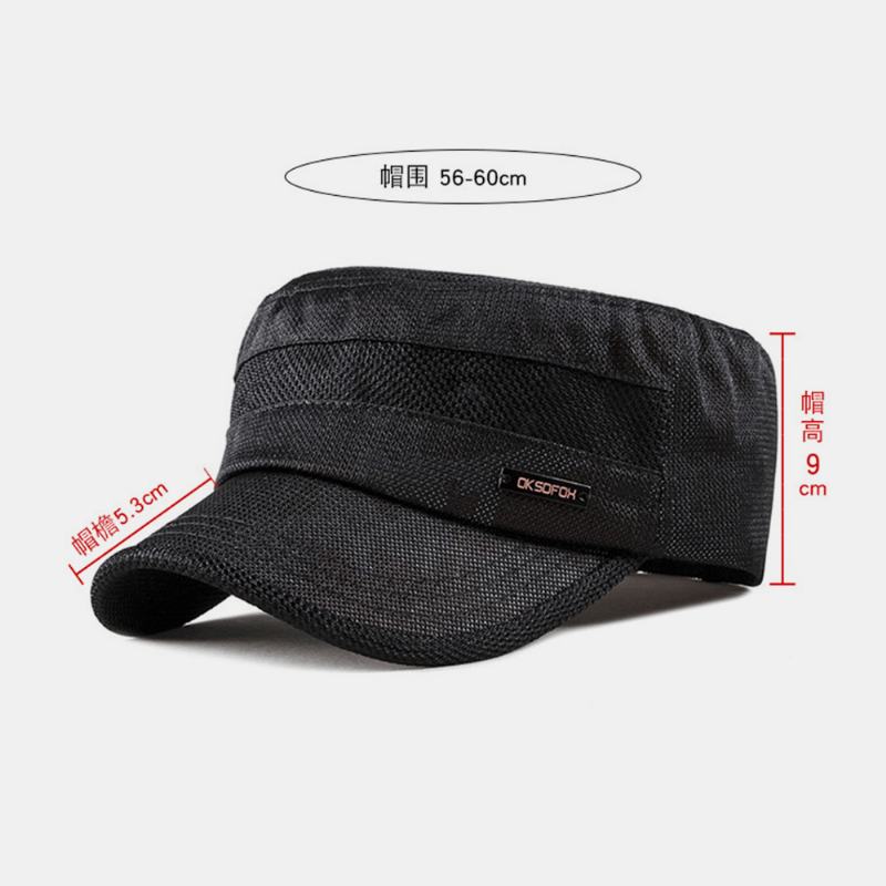 Męska Bawełniana Pościel Solid Color Label Stitching Outdoor Sunshade Casual Military Cap Flat Cap