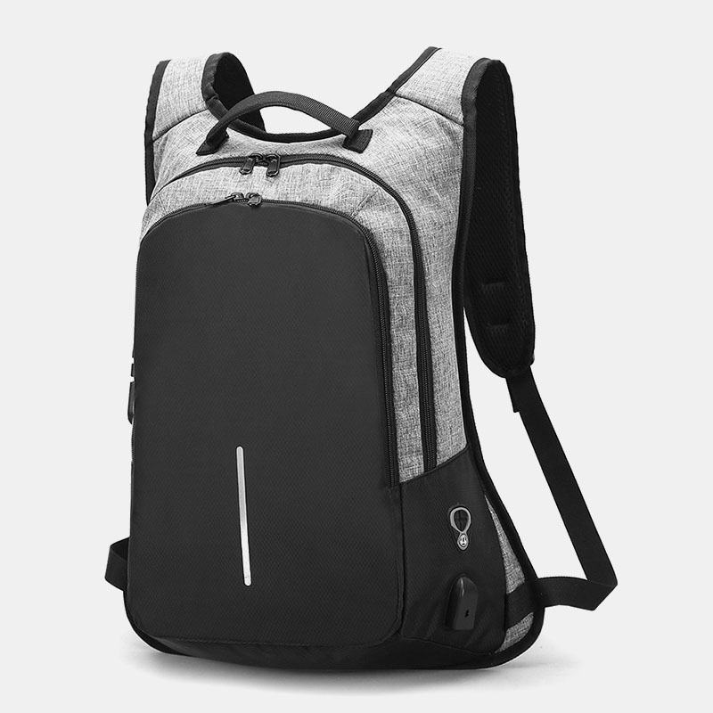 Męska Biznesowa Kolorowa Patchworkowa 15.6-calowa Torba Na Komputer Laboratoryjny Z Ładowaniem Usb Passwork Lock School Bag Backpack