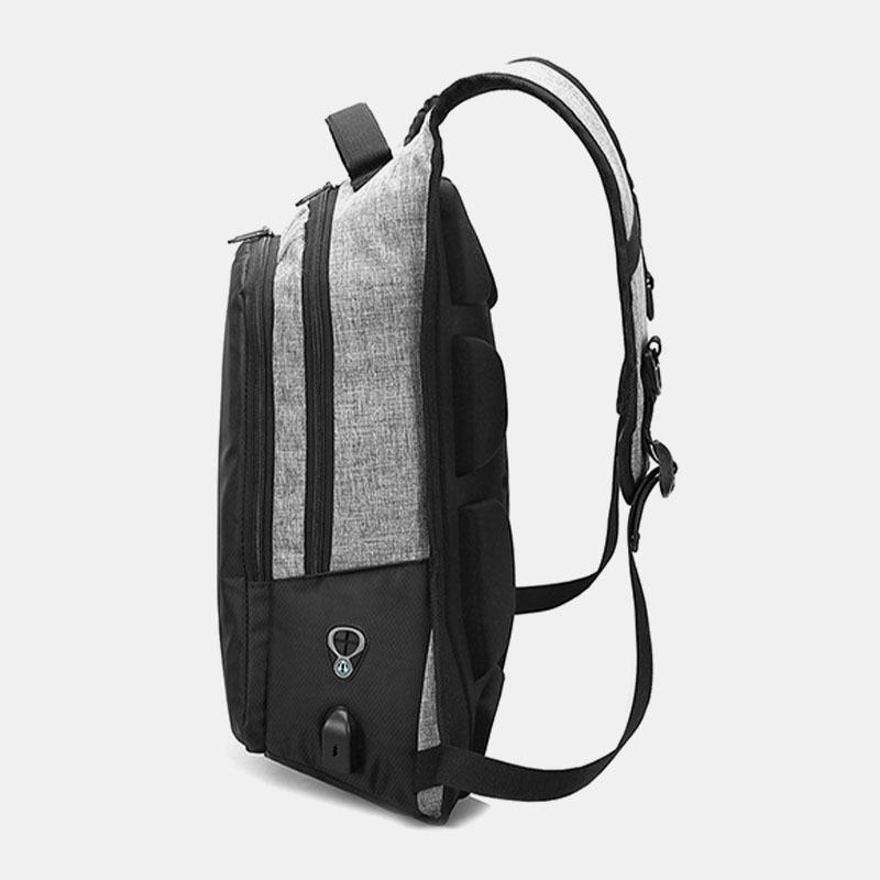 Męska Biznesowa Kolorowa Patchworkowa 15.6-calowa Torba Na Komputer Laboratoryjny Z Ładowaniem Usb Passwork Lock School Bag Backpack