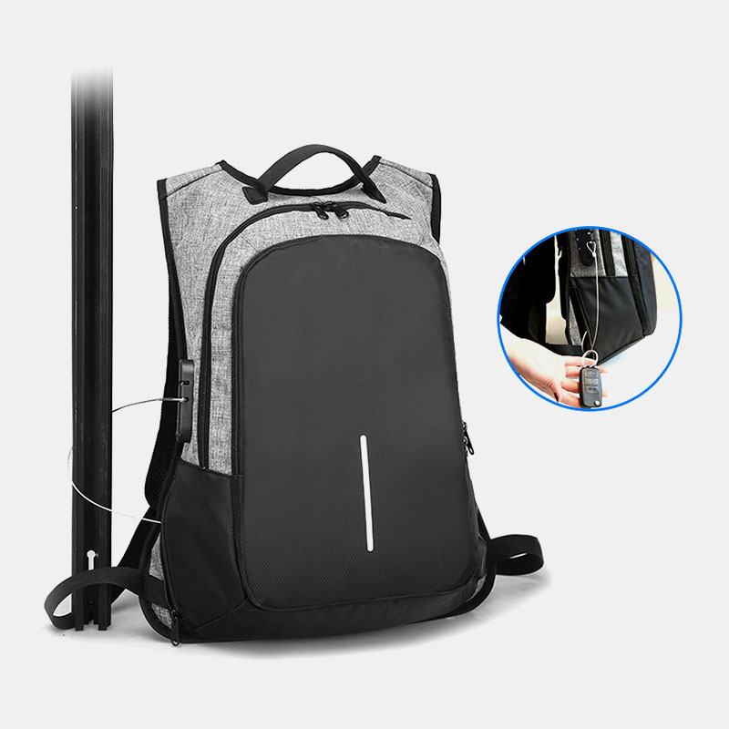 Męska Biznesowa Kolorowa Patchworkowa 15.6-calowa Torba Na Komputer Laboratoryjny Z Ładowaniem Usb Passwork Lock School Bag Backpack