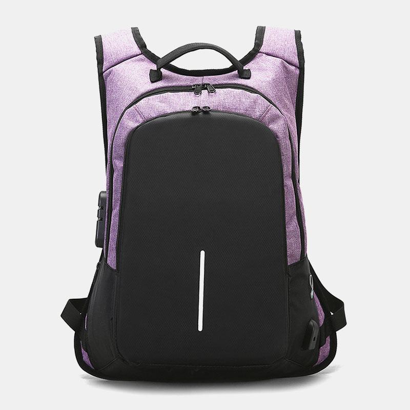 Męska Biznesowa Kolorowa Patchworkowa 15.6-calowa Torba Na Komputer Laboratoryjny Z Ładowaniem Usb Passwork Lock School Bag Backpack