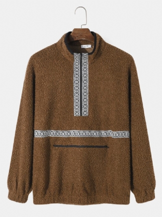 Męska Bluza Z Kapturem Teddy Tribal Zip Half Zip Pattern Pullover