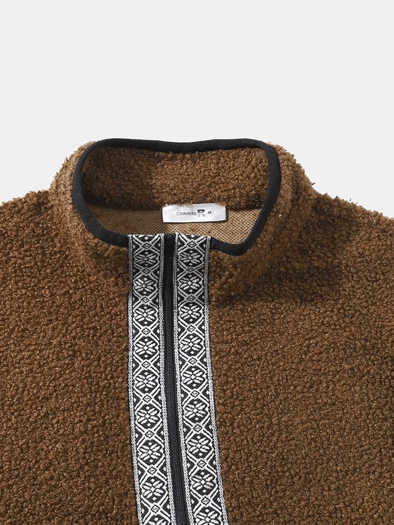 Męska Bluza Z Kapturem Teddy Tribal Zip Half Zip Pattern Pullover