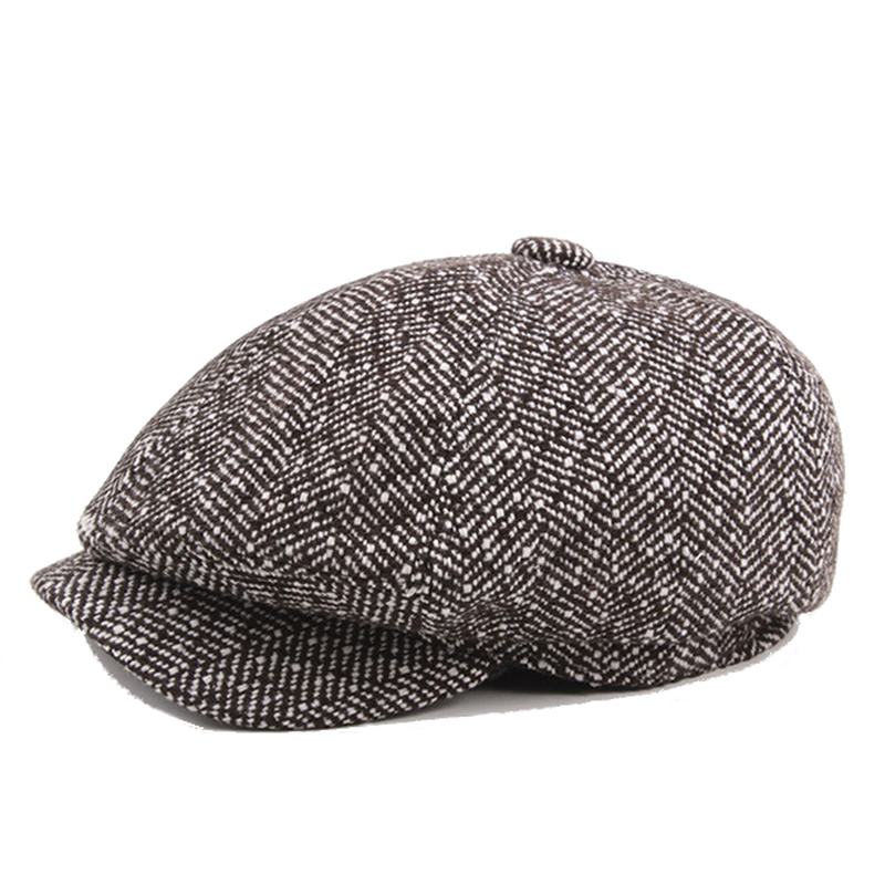 Męska CZapka Unisex W Stylu Vintage Bawełniana Ośmiokątna CZapka Zimowa W Paski Dżentelmen Gazeciarz Beret