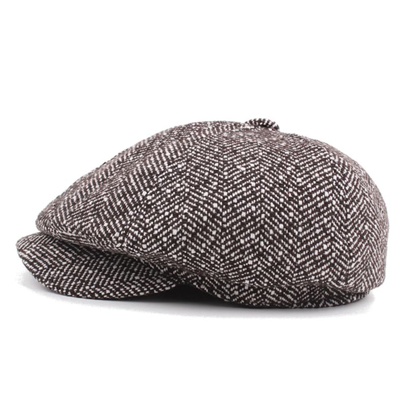 Męska CZapka Unisex W Stylu Vintage Bawełniana Ośmiokątna CZapka Zimowa W Paski Dżentelmen Gazeciarz Beret