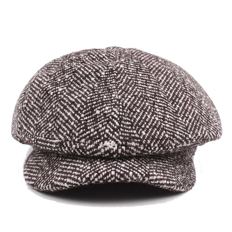 Męska CZapka Unisex W Stylu Vintage Bawełniana Ośmiokątna CZapka Zimowa W Paski Dżentelmen Gazeciarz Beret