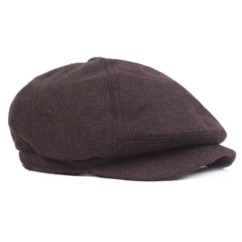 Męska CZapka Unisex W Stylu Vintage Bawełniana Ośmiokątna CZapka Zimowa W Paski Dżentelmen Gazeciarz Beret