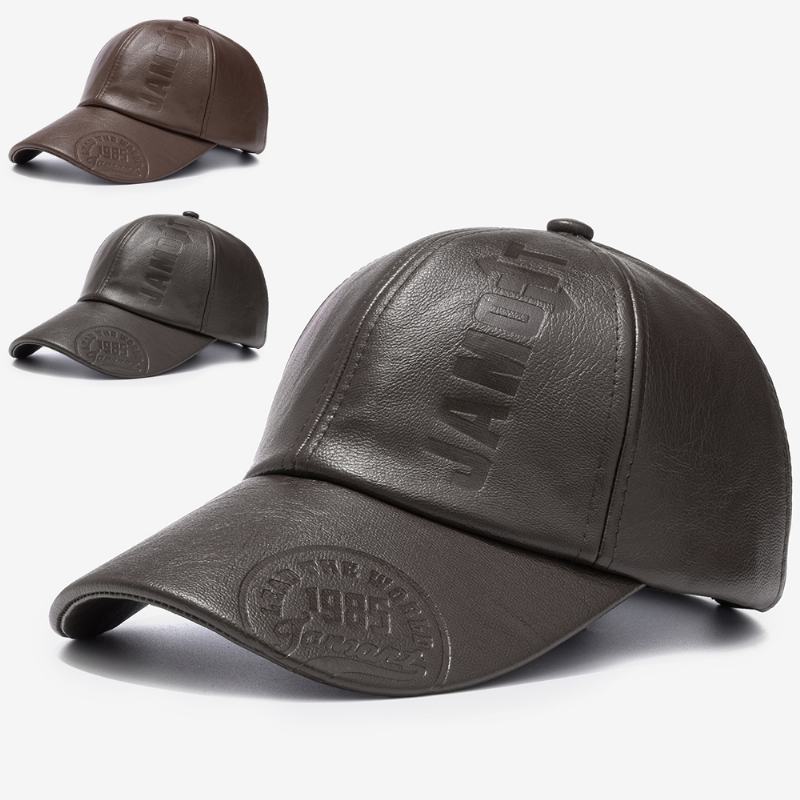 Męska CZapka Z Daszkiem Retro Ze Skóry Pu Z Nadrukiem Logo Outdoor Warm Cap