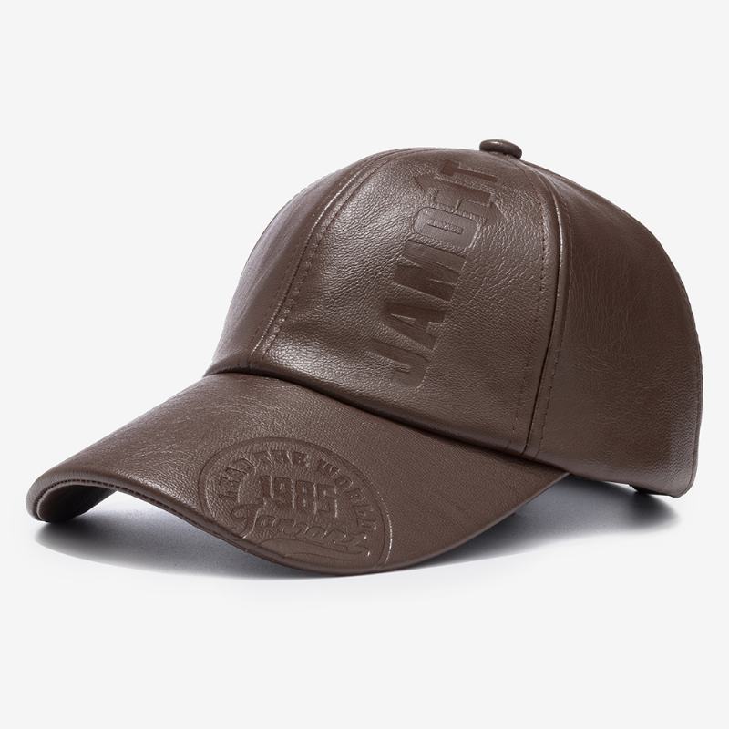 Męska CZapka Z Daszkiem Retro Ze Skóry Pu Z Nadrukiem Logo Outdoor Warm Cap