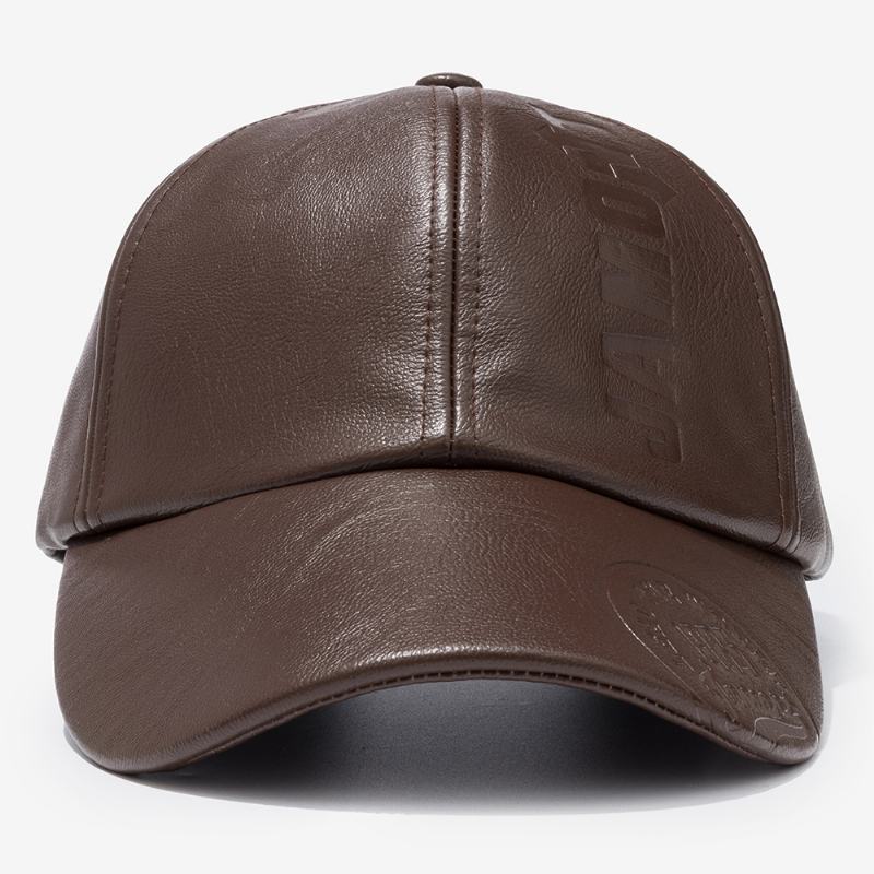 Męska CZapka Z Daszkiem Retro Ze Skóry Pu Z Nadrukiem Logo Outdoor Warm Cap