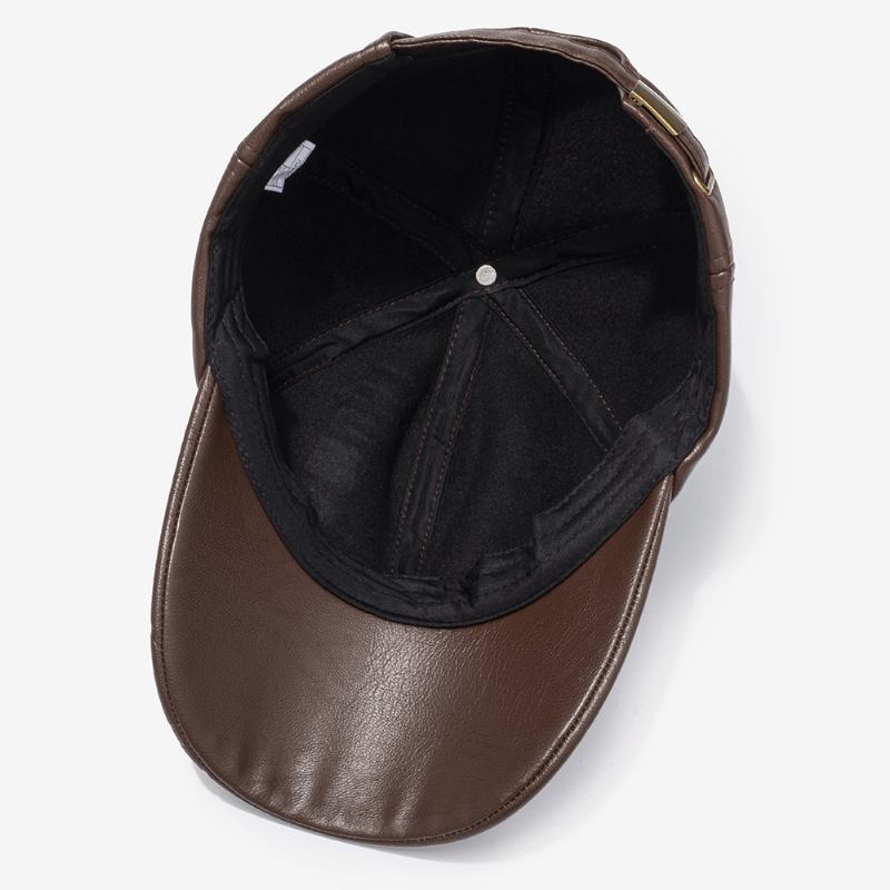 Męska CZapka Z Daszkiem Retro Ze Skóry Pu Z Nadrukiem Logo Outdoor Warm Cap