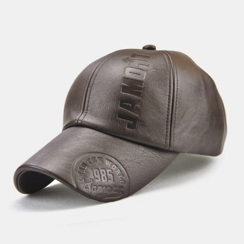 Męska CZapka Z Daszkiem Retro Ze Skóry Pu Z Nadrukiem Logo Outdoor Warm Cap