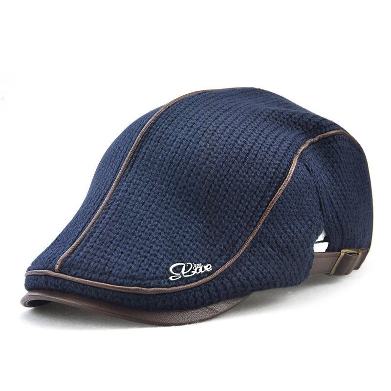 Męska CZapka Z Dzianiny CZapka Z Wyściełanymi Ciepłymi Beretami Casual Outdoor Visor Forward Hat