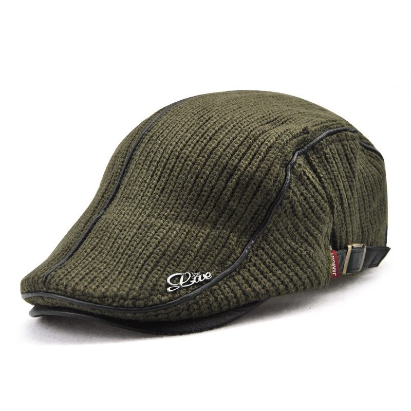 Męska CZapka Z Dzianiny CZapka Z Wyściełanymi Ciepłymi Beretami Casual Outdoor Visor Forward Hat